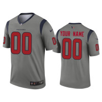 Men Houston Texans #00 Custom Gray Inverted Legend Jersey