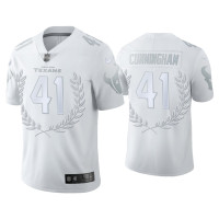 Men Houston Texans #41 Zach Cunningham White Platinum Limited Jersey